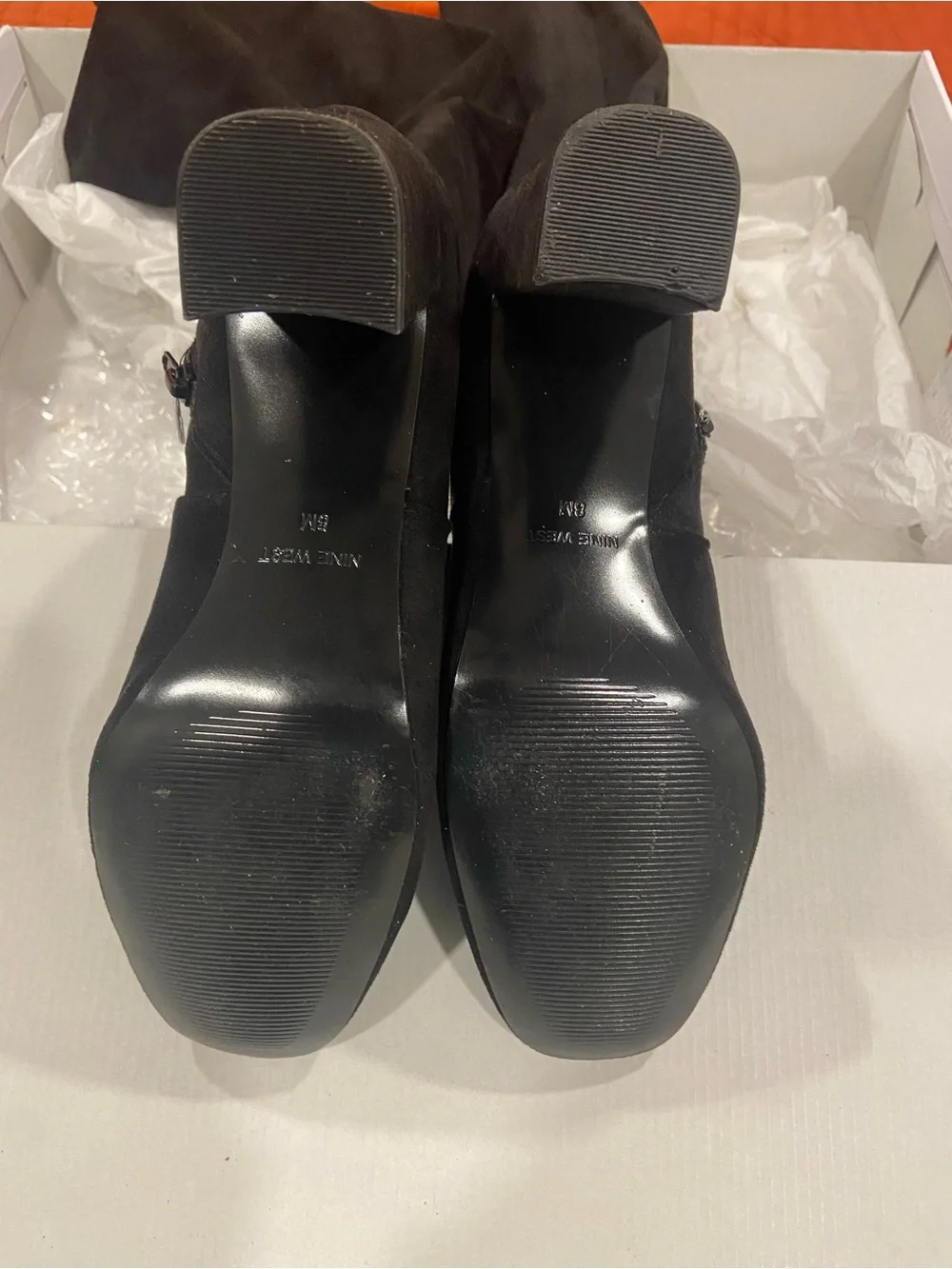 Women's Black Above Knee-High Suede Block Heel Boots